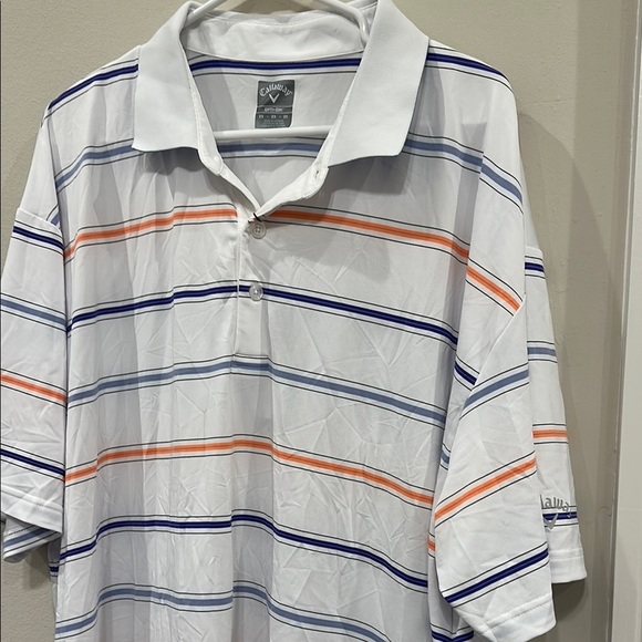 Men's Striped Polo Callaway Shirt - White, Blue, and Orange- size 2X - Picture 2 of 5